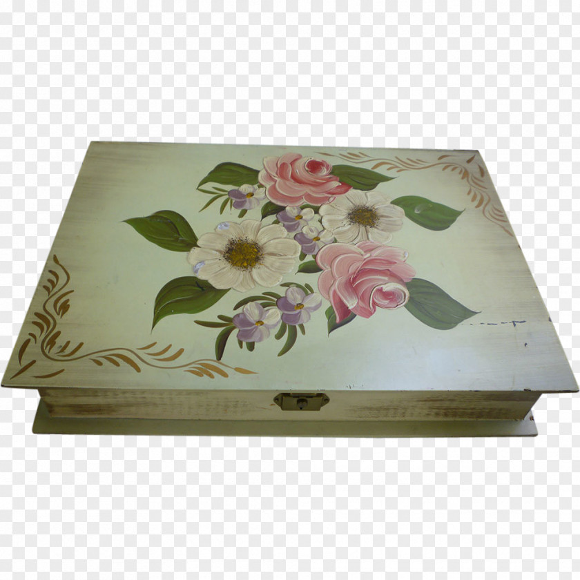 Hand Painted Flower Decorative Box Place Mats Rectangle PNG
