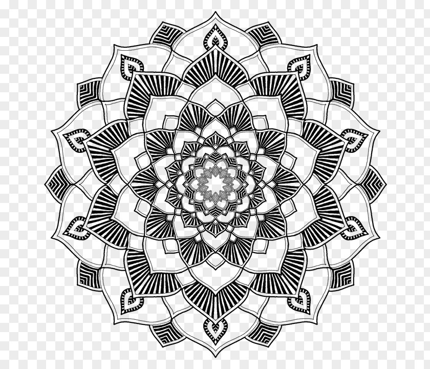 White Mandala Coloring Book Sacred Geometry Line Art Clip PNG