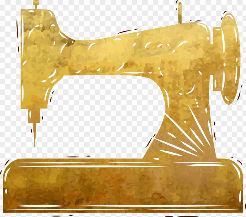 Vector Painted Gold Sewing Machine Euclidean PNG