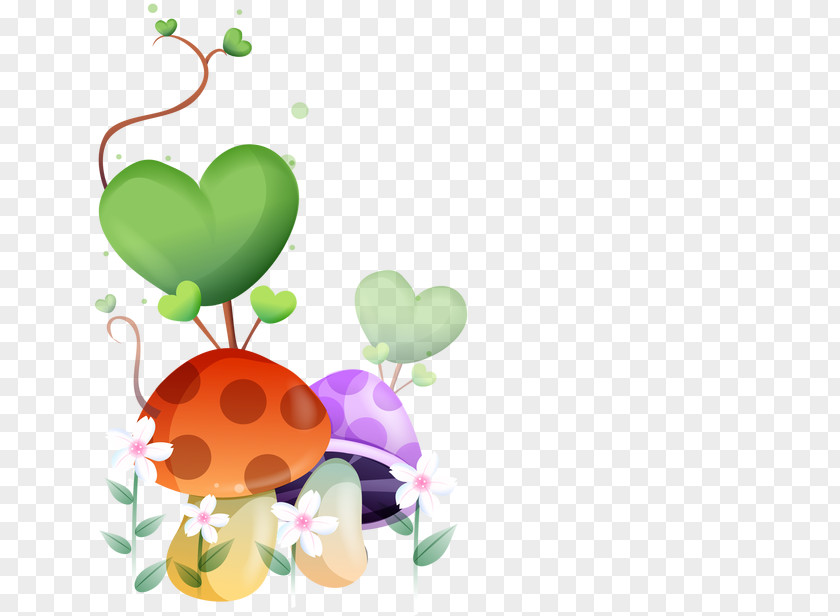 Cartoon Heart Mushrooms Drawing PNG