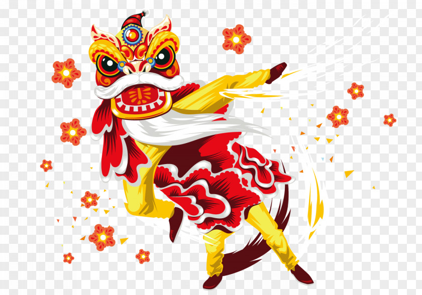Vector Lion Dance Chinese New Year Dragon Poster PNG