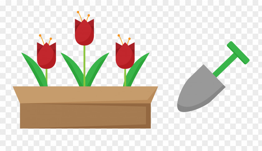 Vector Red Tulip Flowers Grow Vegetables PNG