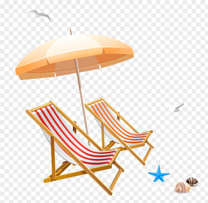 Beach Chairs And Umbrella Chair Clip Art PNG