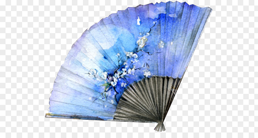 Fan,blue Hand Fan Chinoiserie PNG