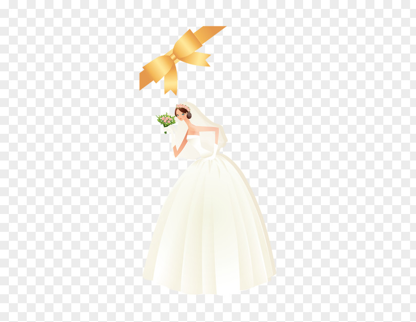 Wedding Dress Yellow Petal Gown PNG