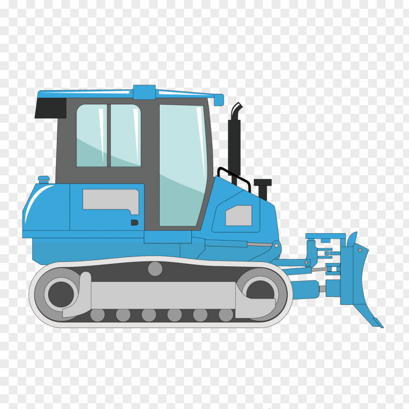 Vector Blue Excavator Bulldozer PNG