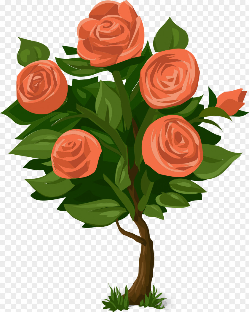 Green Leaf Pink Rose Shrub Flower Clip Art PNG