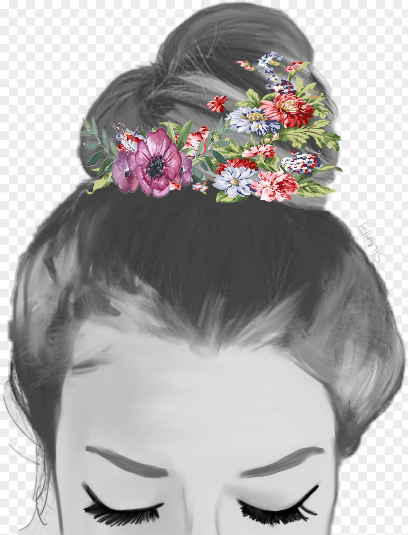 Hairstyle For Picsart Floral Design Chignon Braid Long Hair PNG