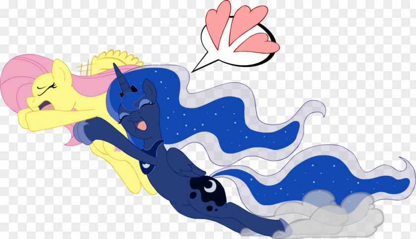 Princess Hug Fluttershy Luna Pony Fan Art PNG