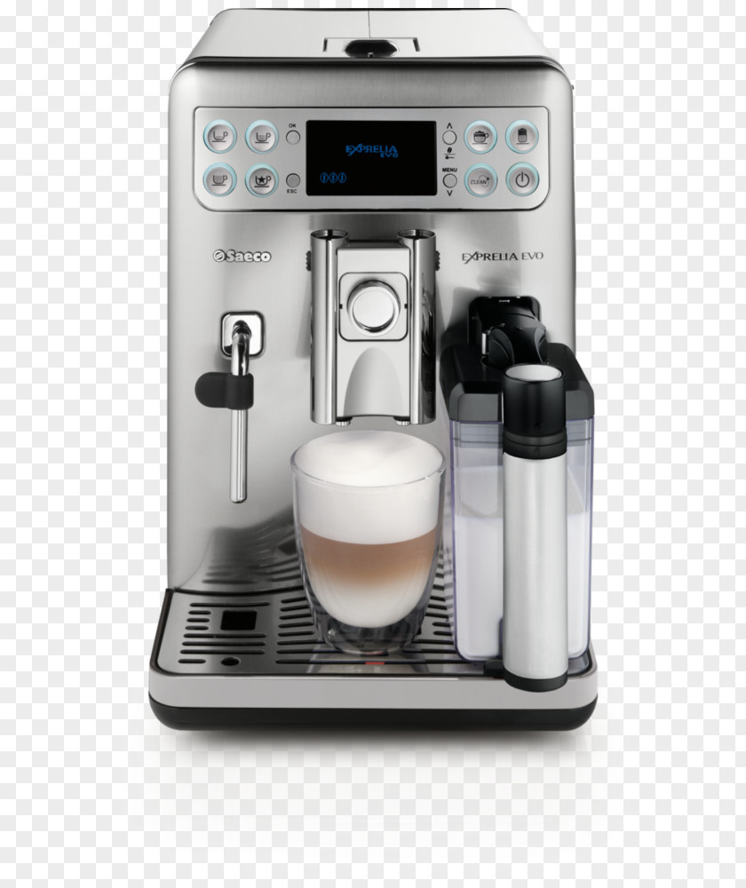 Automatic Coffee Machine With Cappuccinatore15 BarStainless Steel Saeco Exprelia EVO HD8857Automatic SteelCoffee Espresso Machines HD8857 PNG