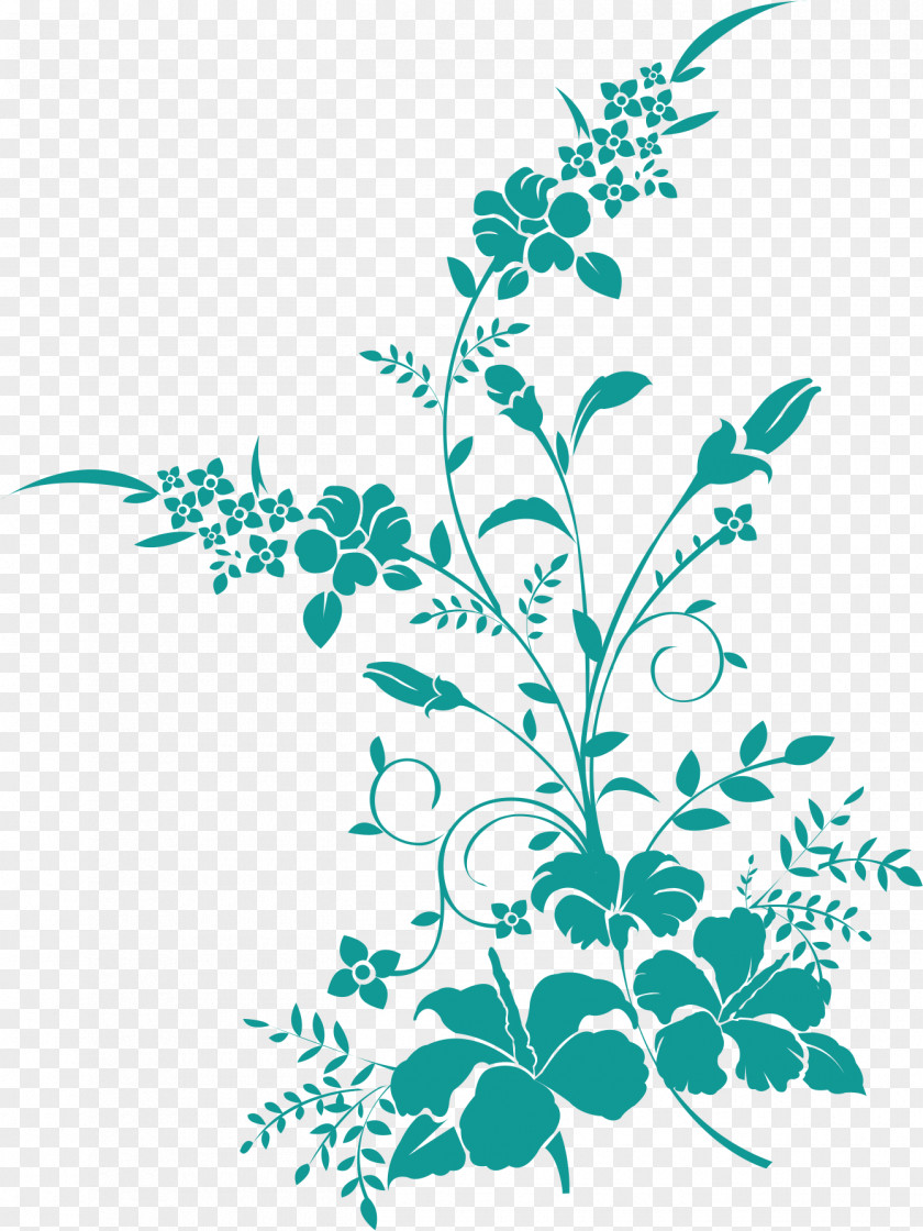 Flowers And Plants Design Sticker Wall Decal Green PNG