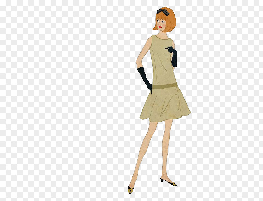 Women Dress 1960s Waist Designer Pattern PNG