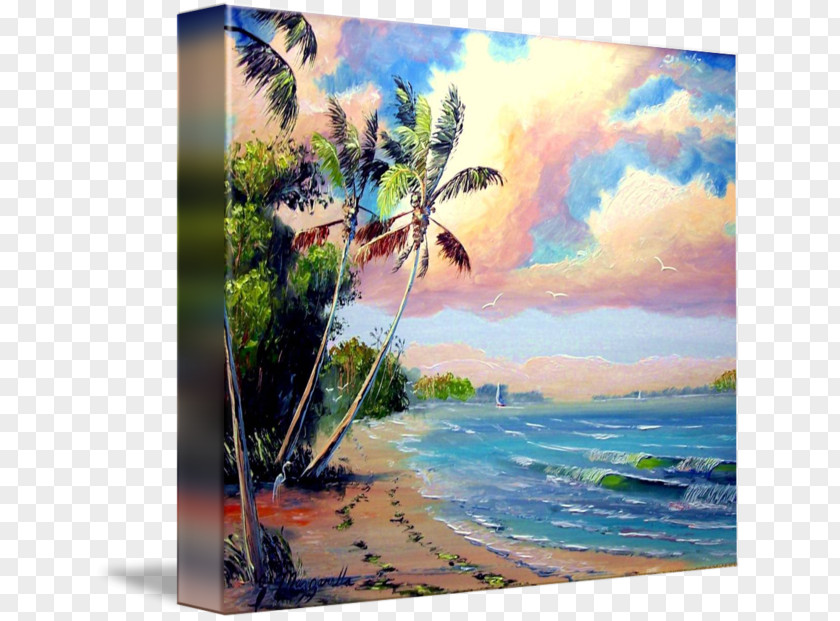 Lagoon Watercolor Painting Oil Reproduction Art PNG