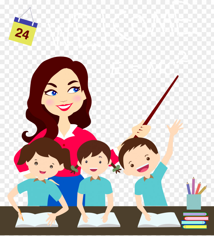 Teachers And Students Cartoon Teacher Graphic Design Icon PNG