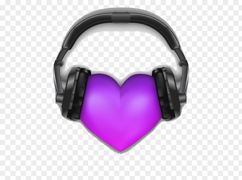 Three-dimensional Heart With Headphones Space Drawing PNG