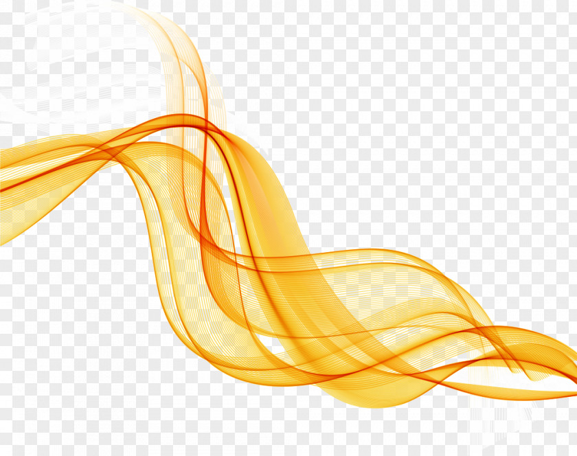 Yellow Ribbon Line Curve Illustration PNG