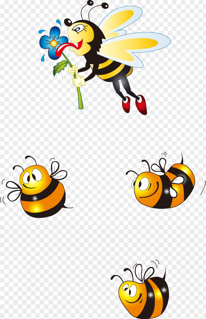 Cartoon Bee Bumblebee Honey Clip Art PNG