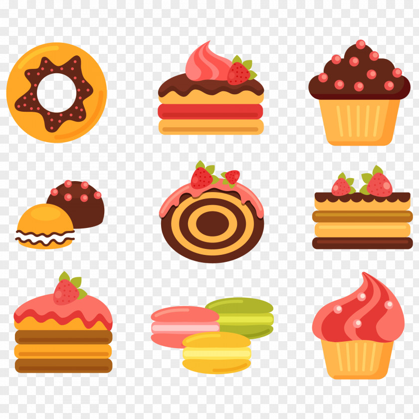 Cartoon Delicious Bread Pastries Vector Material Bakery Cupcake Doughnut Pastry PNG