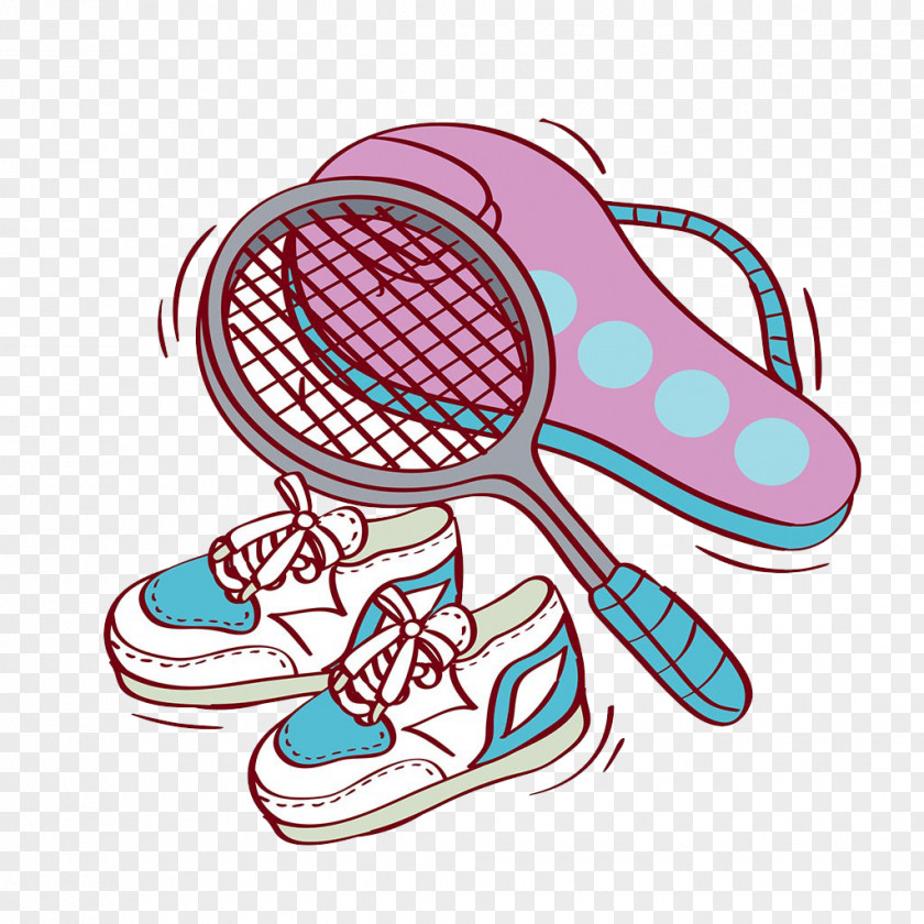Hand-painted Pink Badminton Racket Badmintonracket Sport Illustration PNG