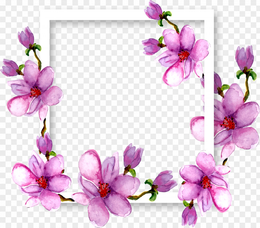Purple Watercolor Magnolia Flower Woman Download Euclidean Vector Wallpaper PNG