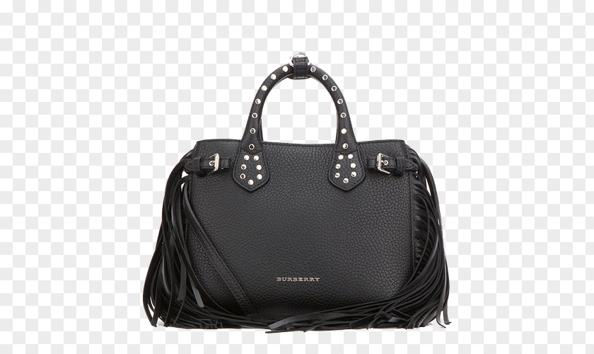 BURBERRY Burberry Black Tassel Handbag Leather Designer Satchel PNG