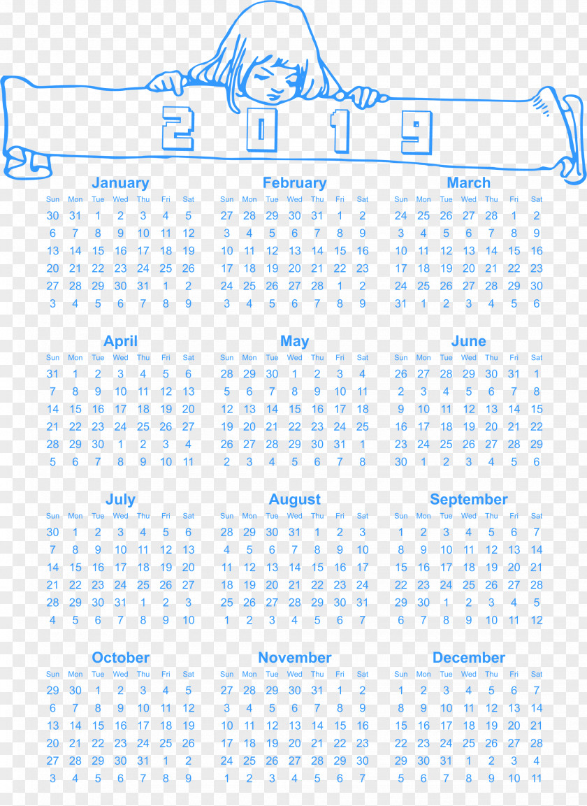 Calendar For 2019 Printable With Holidays Kids PNG