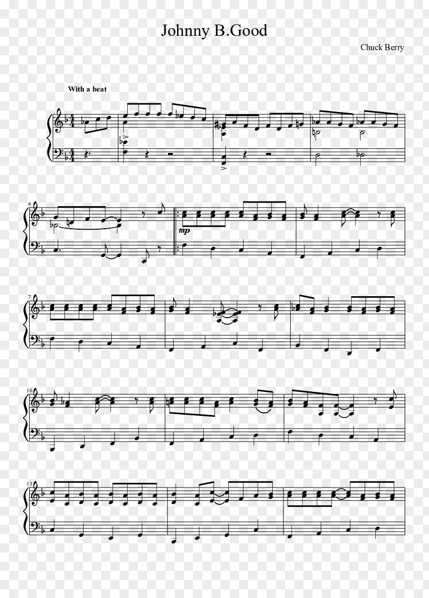 Sheet Music Johnny B. Goode Piano Staff PNG Staff, nostalgia seal clipart PNG