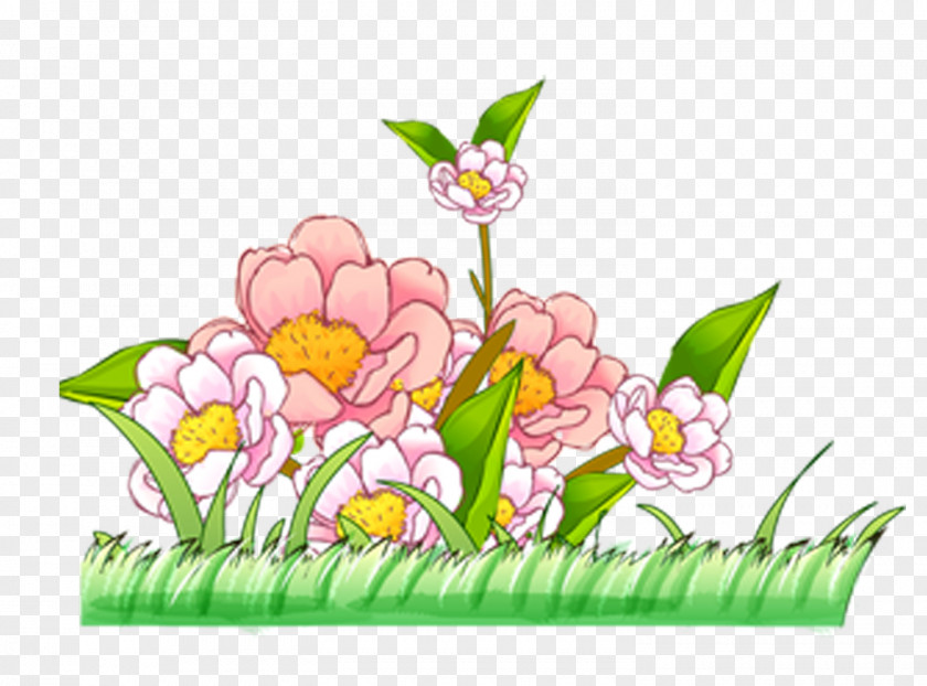 Pink Cartoon Flower Grass Decoration Pattern Floral Design Clip Art PNG