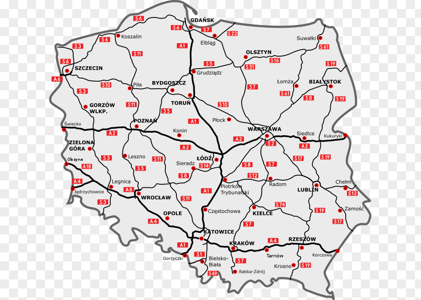 Road Highways In Poland Controlled-access Highway Two-lane Expressway PNG