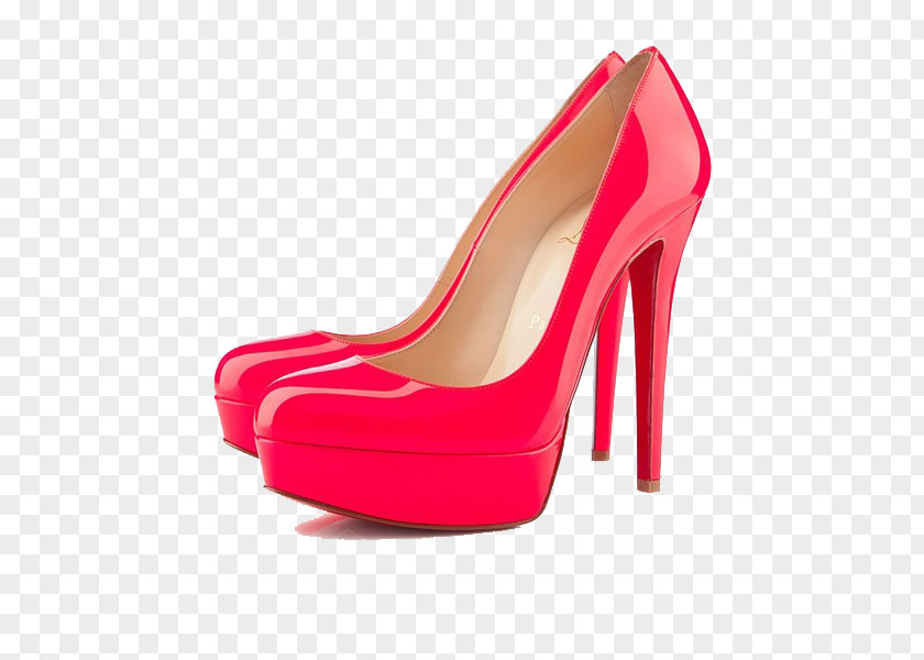 Rose Red High-heeled Shoes Waterproof Court Shoe Patent Leather Footwear Peep-toe PNG