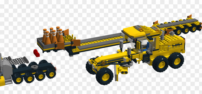 Truck Heavy Machinery Lowboy Trailer Oversize Load Grader PNG