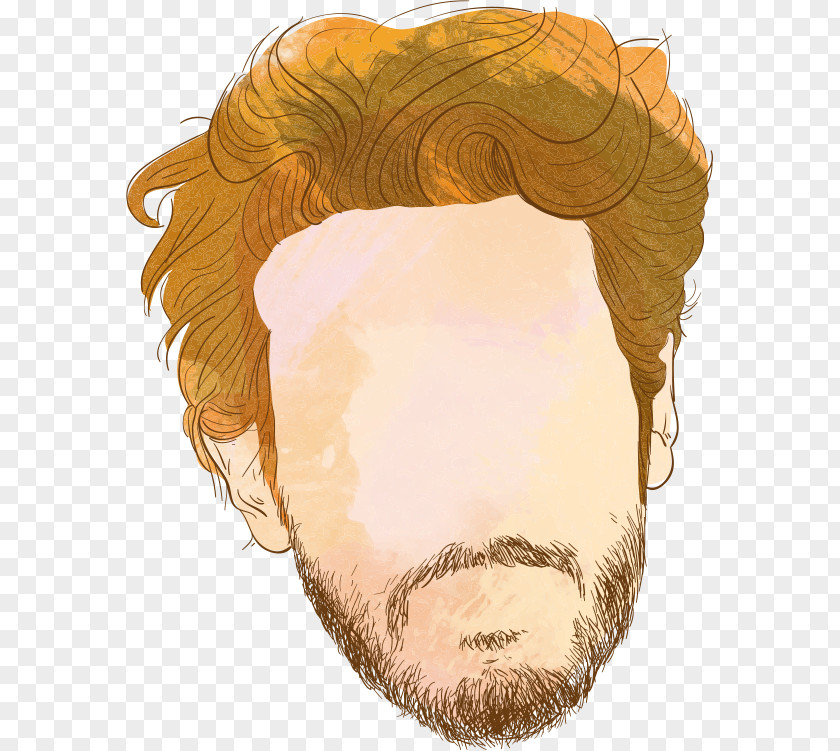 Vector Painted Beard Man Hairstyle PNG