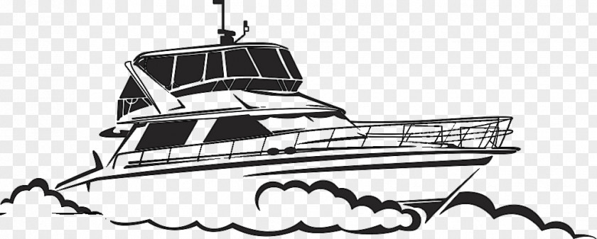 Black And White Hand-painted Yacht Vector Drawing Boat Illustration PNG