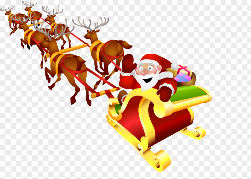 Deer Sled Santa Claus Rudolph Christmas Reindeer PNG