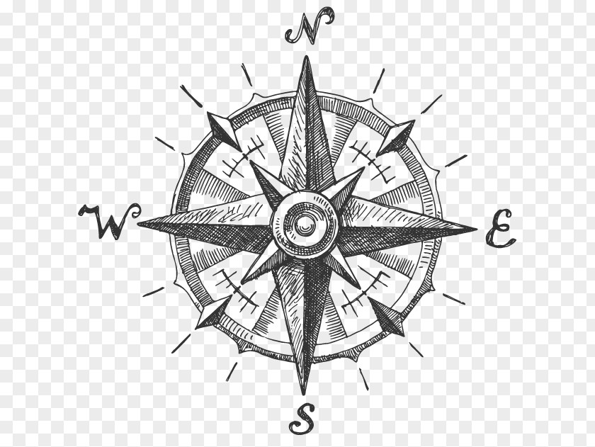 Ink In Water North Compass Rose PNG
