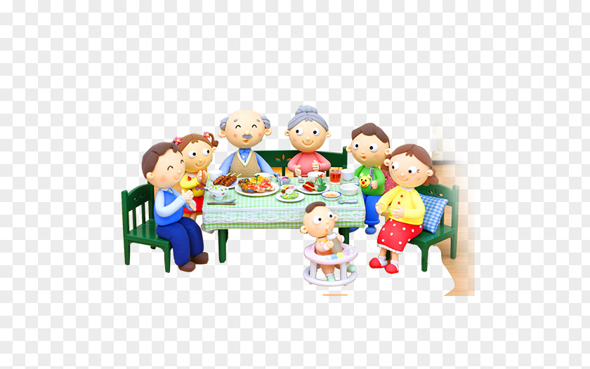 Family Dinner Cartoon Clay Figurine Decorative Elements Reunion Chinese New Year Red Envelope PNG