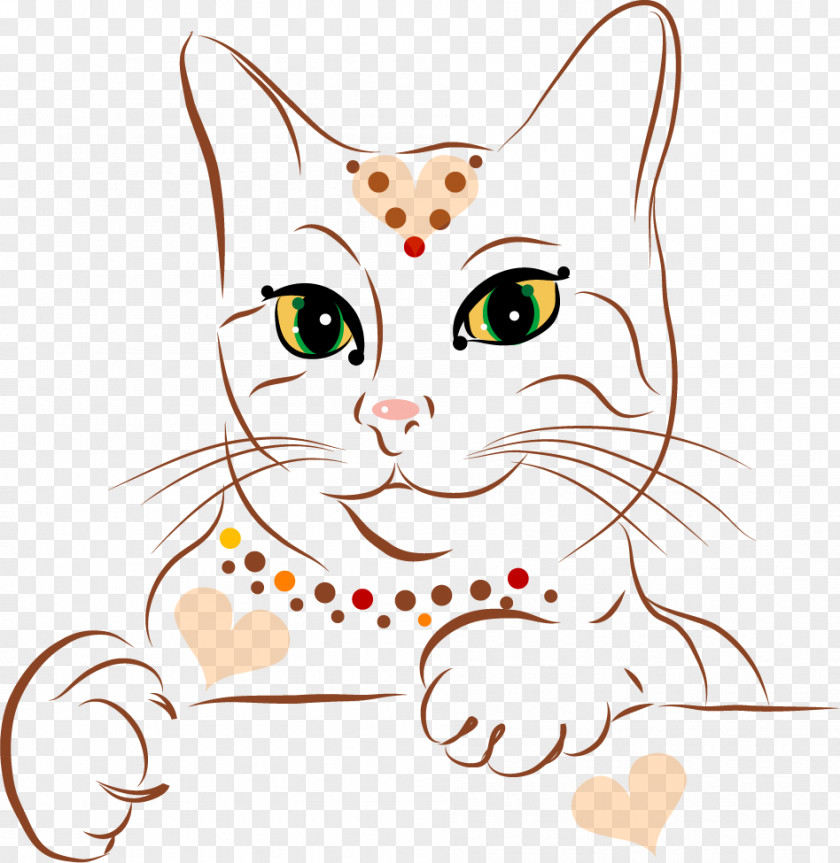 Vector Painted Cute Cat Kitten Drawing Illustration PNG