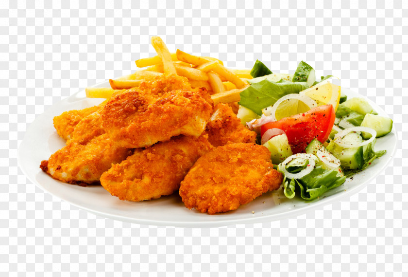Fried Chicken, French Fries With Tomato And Vegetables Fast Food Chicken Nugget PNG