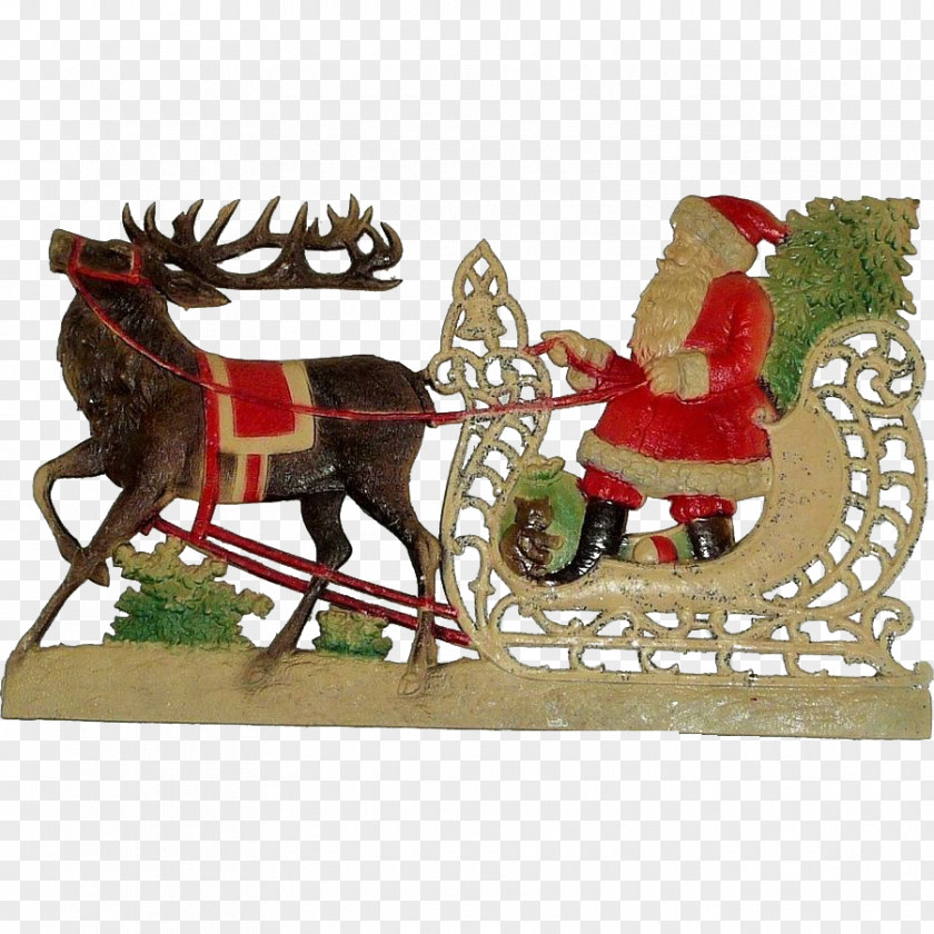 Reindeer Santa Claus Rudolph Christmas Ornament Sled PNG
