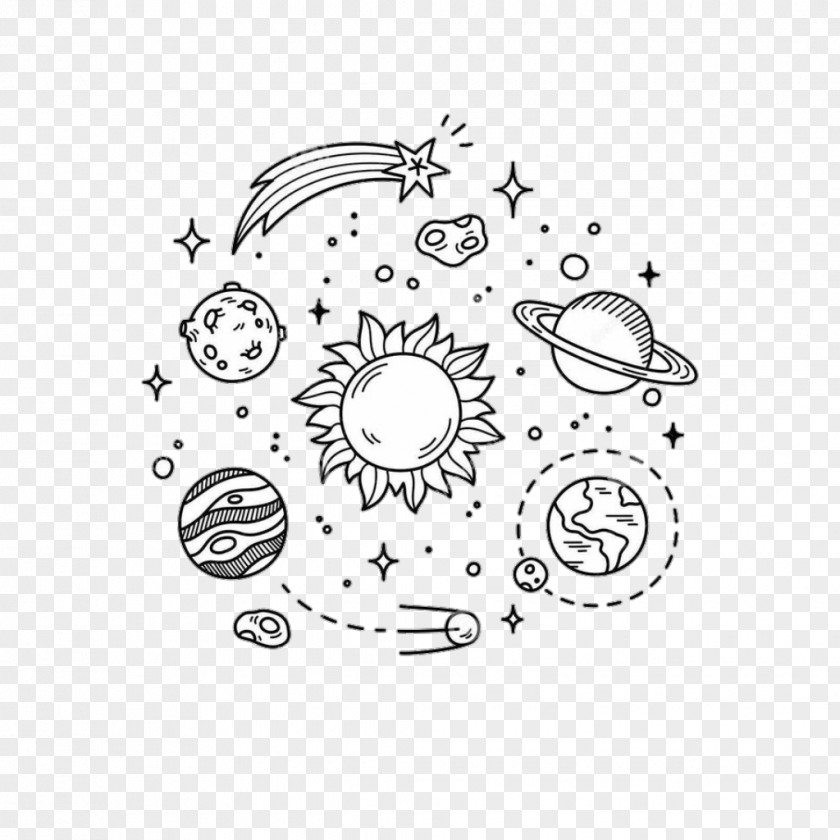 BlackAndWhite Drawing Doodle Space PNG