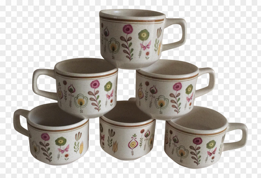 Floral Mug Sets Coffee Cup Porcelain Saucer PNG