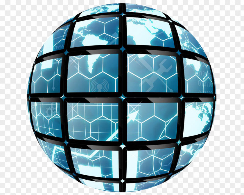 Blue Technology Surface Spherical TV Screen Sphere Display Device PNG