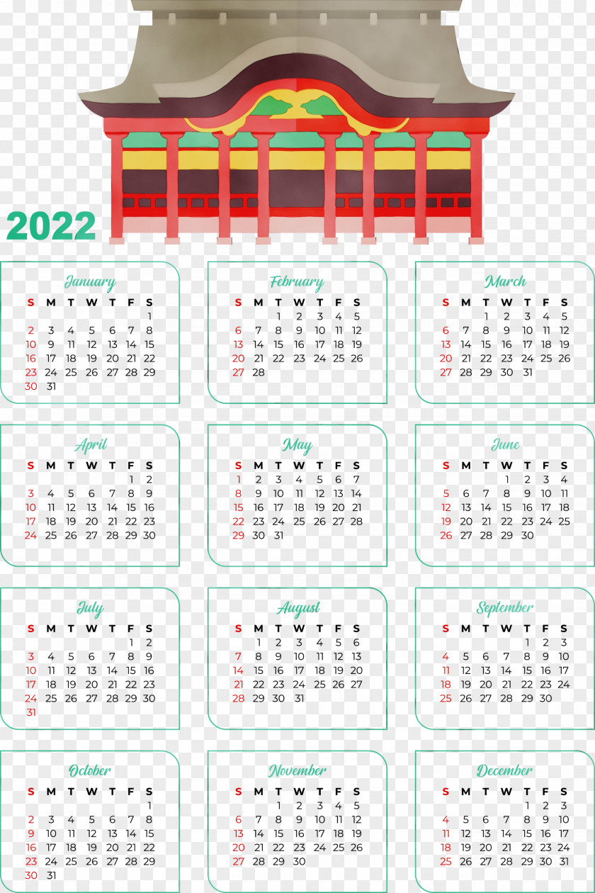 Calendar System 2022 Architecture Flat Design Holiday PNG