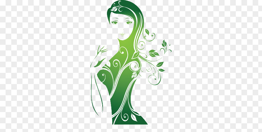Green Line For Women Graphic Design Woman Drawing Illustration PNG