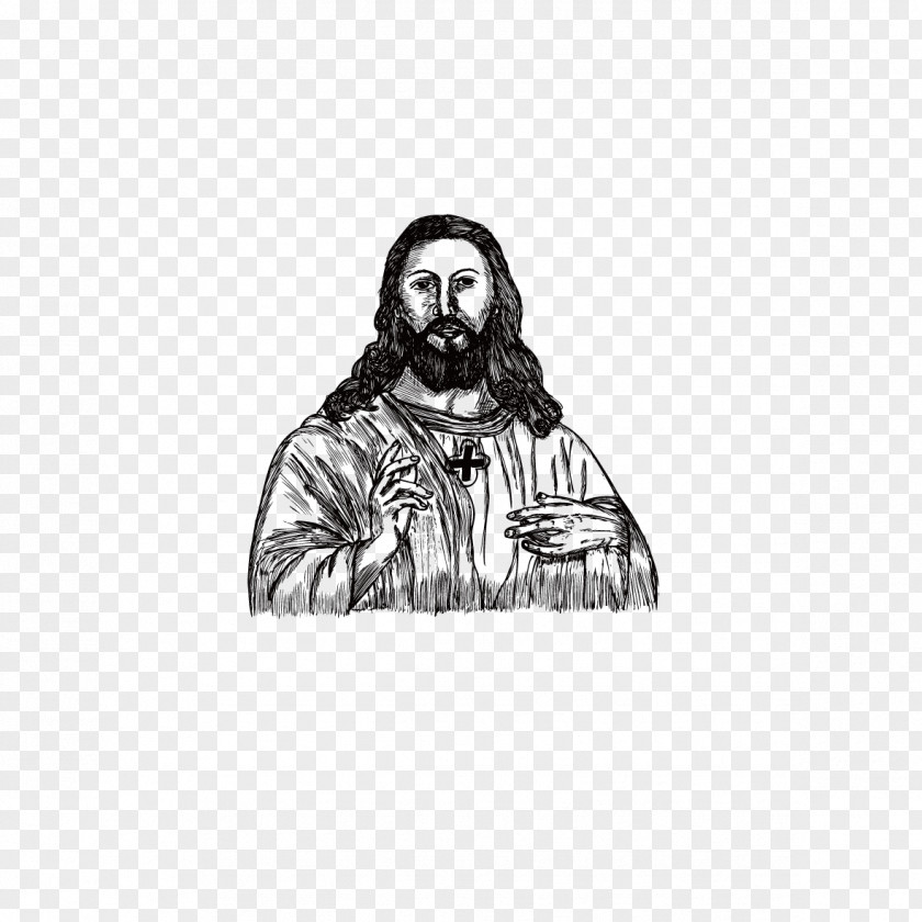 Jesus Painted Image Drawing Christian Cross Brush PNG