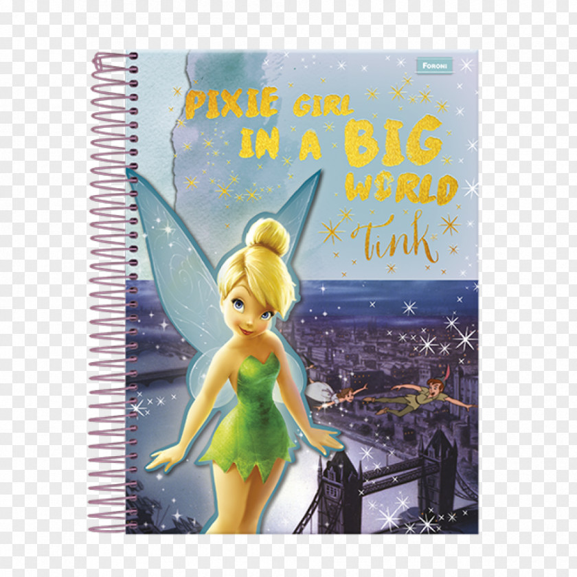 Notebook Caderno Universitário Espiral Capa Dura 1X1 96 Folhas Foroni Tinker Bell Pixie Vac17 Hardcover Wire PNG