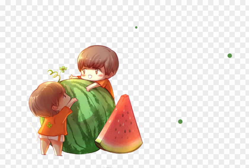 Taobao Summer Cool Watermelon Cartoon Dashu Xiaoshu Solar Term Poster PNG
