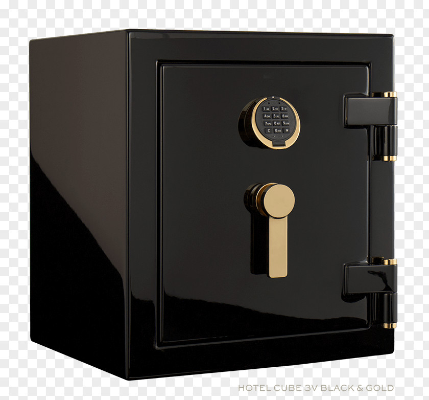 Gold Cube Hotel Lock Chrome Plating PNG
