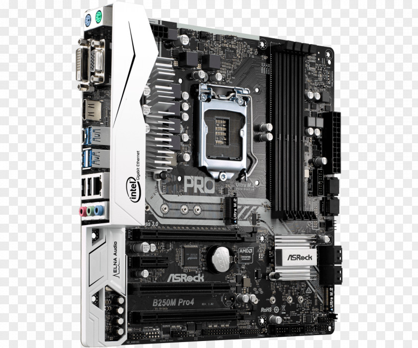 Intel LGA 1151 MicroATX ASRock B250M Pro4 Motherboard PNG