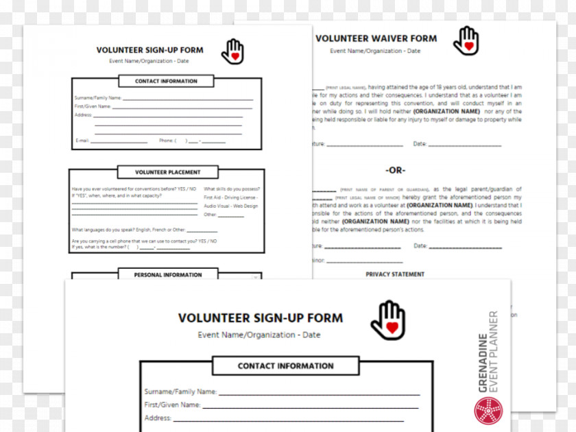 Volunteer Management Paper Organization Form Volunteering Template PNG